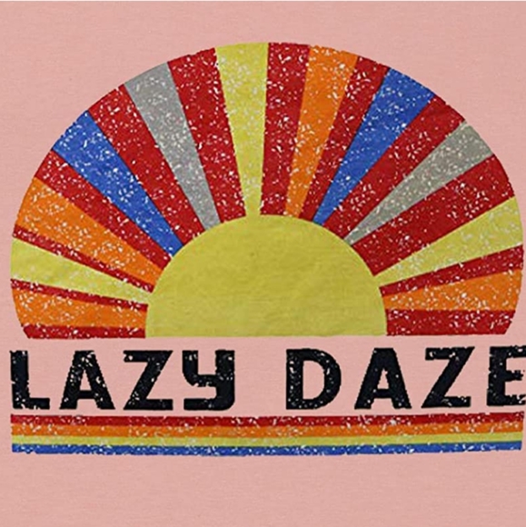 New Lazy Daze Rainbow Starburst Graphic T-Shirt - Picture 4 of 5